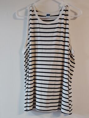 Old Navy White & Black Striped Tank